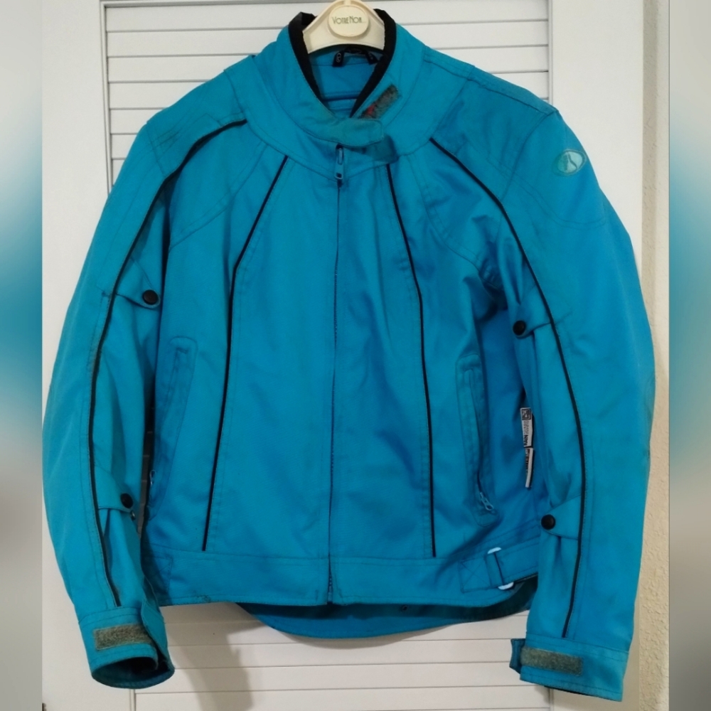 FIELDSHEER Turquoise Phoslite Rain Guard Protector Padded Motorcycle Jacket.